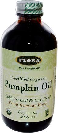 Certified Organic Pumpkin Oil, 8.5 fl oz (250 ml) by Flora, 補充劑，efa omega 3 6 9（epa dha），南瓜籽油 HK 香港