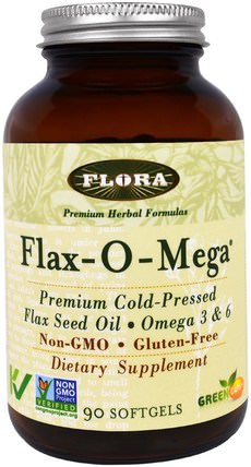 Flax-O-Mega, 90 Softgels by Flora, 補充劑，efa omega 3 6 9（epa dha），魚油，亞麻籽 HK 香港