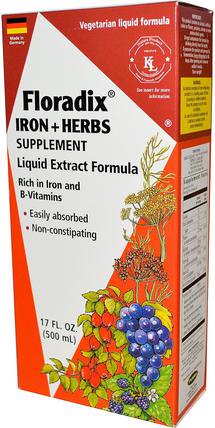 Floradix, Iron + Herbs Supplement, Liquid Extract Formula, 17 fl oz (500 ml) by Flora, 補品，礦物質，鐵，植物群floradix HK 香港
