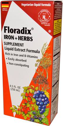 Floradix, Iron + Herbs Supplement, Liquid Extract Formula, 8.5 fl oz (250 ml) by Flora, 補品，礦物質，鐵，植物群floradix HK 香港