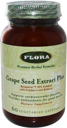 Grape Seed Extract Plus, 60 Veggie Caps by Flora, 補充劑，抗氧化劑，葡萄籽提取物，masqueliers葡萄籽提取物 HK 香港