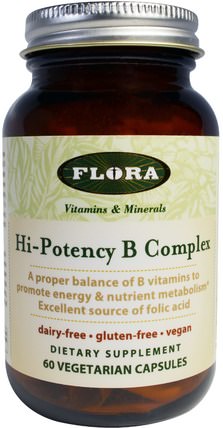 Hi-Potency B Complex, 60 Veggie Caps by Flora, 維生素，維生素b複合物 HK 香港