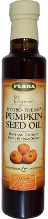 Organic Hydro-Therm Pumpkin Seed Oil, 8.5 fl oz (250 ml) by Flora, 補充劑，efa omega 3 6 9（epa dha），南瓜籽油 HK 香港