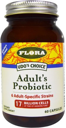 Udos Choice, Adults Probiotic, 60 Capsules by Flora, 補充劑，益生菌，冰冷藏產品 HK 香港