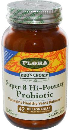 Udos Choice, Super 8 Hi-Potency Probiotic, 30 Capsules by Flora, 補充劑，益生菌，冰冷藏產品 HK 香港