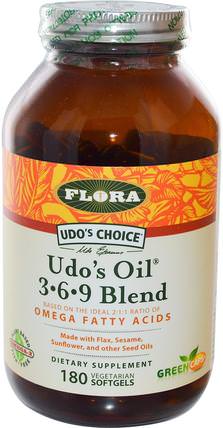 Udos Choice, Udos Oil 369 Blend, 180 Veggie Softgels by Flora, 補充劑，efa歐米茄3 6 9（epa dha），歐米茄369粒/標籤 HK 香港