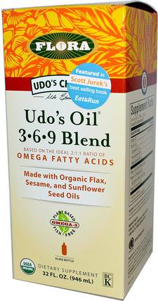 Udos Choice, Udos Oil 369 Blend, 32 fl oz (946 ml) by Flora, 補充劑，efa omega 3 6 9（epa dha），亞麻油液，植物油和油 HK 香港