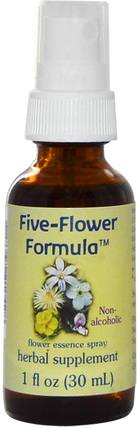 Five-Flower Formula, Flower Essence Spray, Non-Alcoholic, 1 fl oz (30 ml) by Flower Essence Services, 草藥，花卉療法 HK 香港