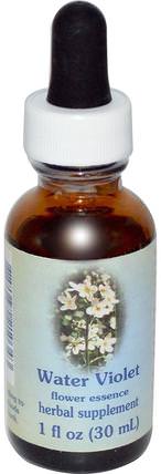Healing Herbs, Water Violet, Flower Essence, 1 fl oz (30 ml) by Flower Essence Services, 草藥，花卉療法，紫羅蘭 HK 香港