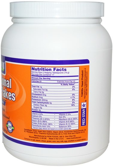 食品，烘焙助劑，啤酒酵母，健康，念珠菌 - Now Foods, Nutritional Yeast Flakes, 10 oz (284 g)