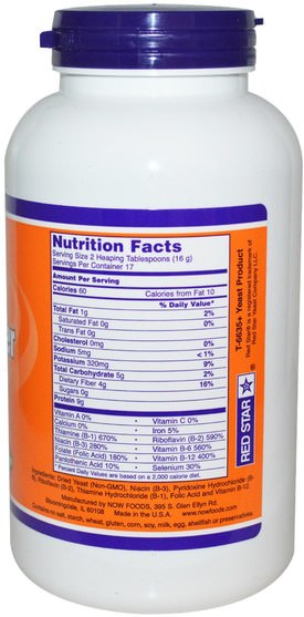 食品，烘焙助劑，啤酒酵母，健康，念珠菌 - Now Foods, Nutritional Yeast Powder, 10 oz (284 g)