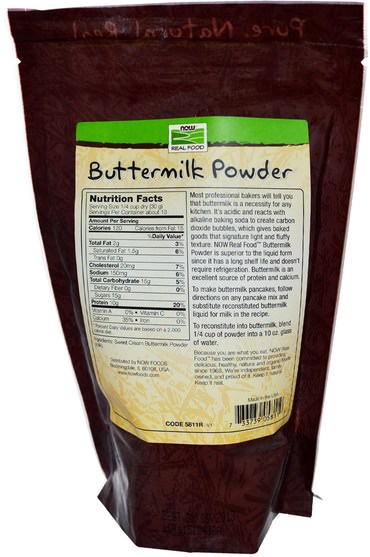食品，酪乳，助劑 - Now Foods, Real Food, Buttermilk Powder, 14 oz (397 g)