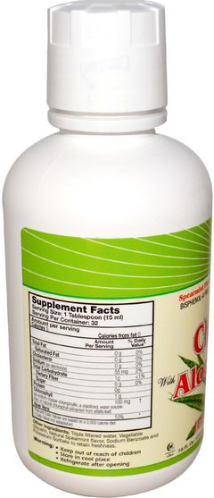 食品，咖啡茶和飲料，果汁 - Dynamic Health Laboratories, Chlorophyll with Aloe Vera Juice Liquid, Spearmint Flavor, 100 mg, 16 fl oz (473 ml)