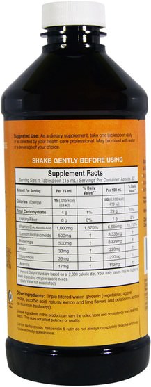 食品，咖啡茶和飲料，果汁 - Dynamic Health Laboratories, Liquid Vitamin C, Natural Citrus Flavors, 1000 mg, 16 fl oz (473 ml)