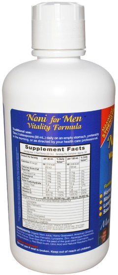 食品，咖啡茶和飲料，果汁 - Dynamic Health Laboratories, Noni for Men Vitality Formula, 32 fl oz (946 ml)