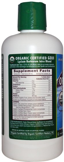 食品，咖啡茶和飲料，果汁，補品，adaptogen - Dynamic Health Laboratories, Organic Goji Juice Blend, 33.8 fl oz (1 l)