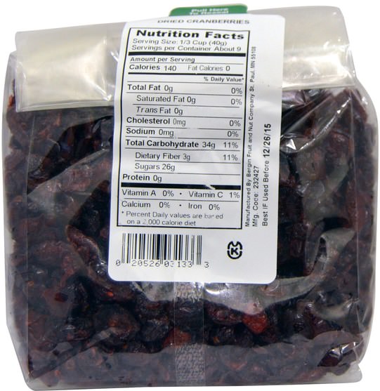 食品，乾果，bergin果和堅果公司乾果 - Bergin Fruit and Nut Company, Dried Cranberries, 12 oz (340 g)