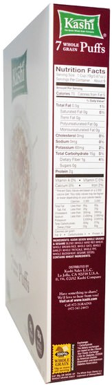 食物，食物，穀物，全麥穀物 - Kashi, 7 Whole Grain Puffs, 6.5 oz (184 g)
