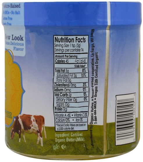 食物，酥油，酮友好 - Organic Valley Purity Farms, Organic Ghee, Clarified Butter, 13 oz (368 g)