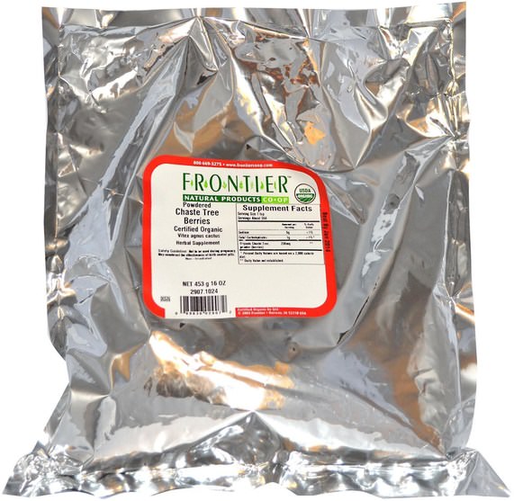 食物，涼茶，純潔的漿果 - Frontier Natural Products, Organic Powdered Chaste Tree Berries, 16 oz (453 g)