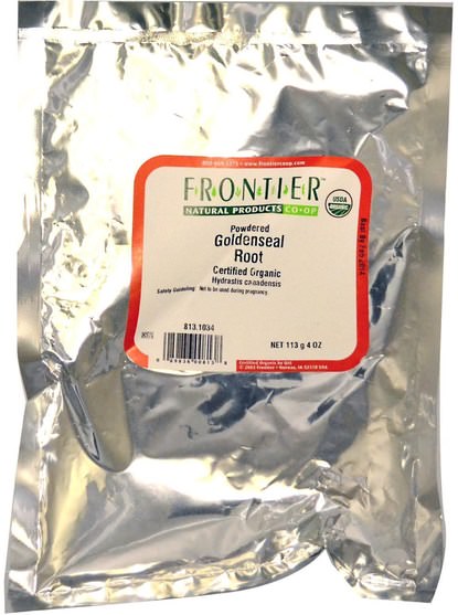 食物，涼茶，黃金根 - Frontier Natural Products, Organic Powdered Goldenseal Root, 4 oz (113 g)