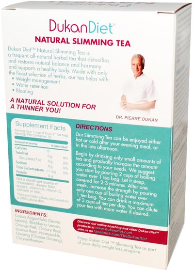 食物，涼茶，健康 - Dukan Diet, Natural Slimming Tea, 30 Tea Bags, 2.12 oz (60 g)