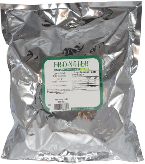 食物，涼茶，波城達爾科 - Frontier Natural Products, Cut & Sifted, Pau dArco Bark, 16 oz (453 g)
