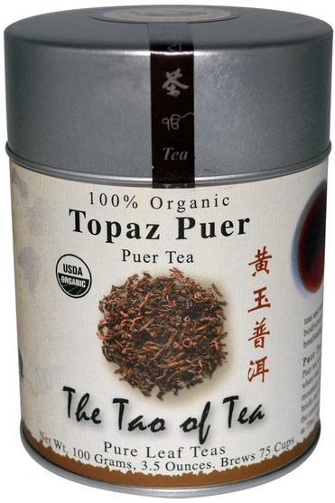 食物，涼茶，普洱茶 - The Tao of Tea, 100% Organic Puer Tea, Topaz Puer, 3.5 oz (100 g)