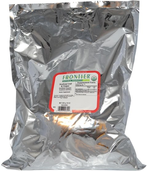 食物，涼茶，黃芩 - Frontier Natural Products, Organic Scullcap Leaf & Flower, 16 oz (453 g)