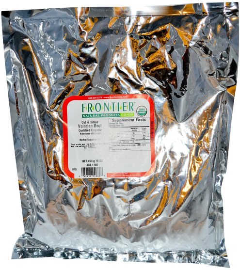 食物，涼茶，纈草 - Frontier Natural Products, Organic Cut & Sifted Valerian Root, 16 oz (453 g)