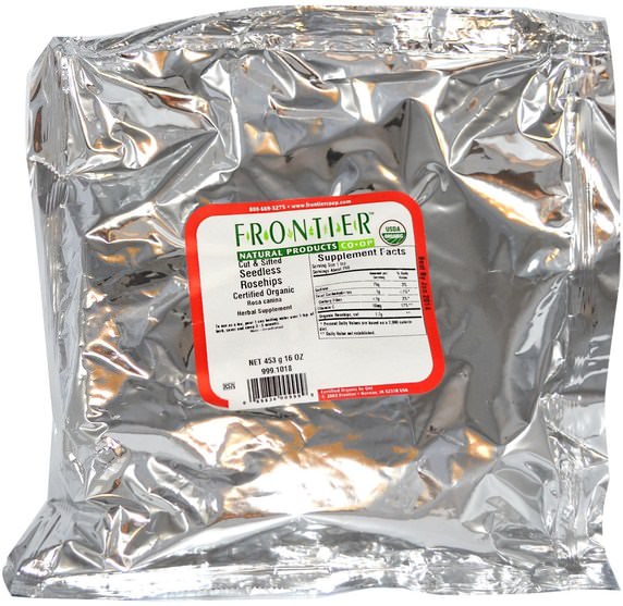食物，涼茶，維生素c，玫瑰果 - Frontier Natural Products, Organic Cut & Sifted Seedless Rosehips, 16 oz (453 g)