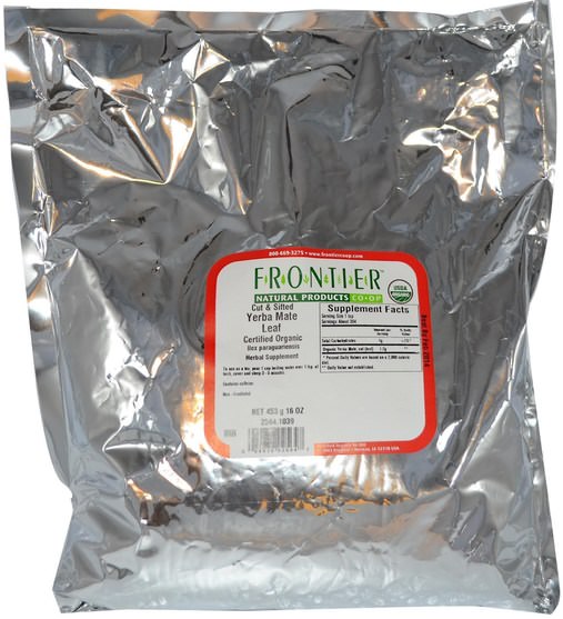 食物，涼茶，馬黛茶 - Frontier Natural Products, Organic Cut & Sifted Yerba Mate Leaf, 16 oz (453 g)