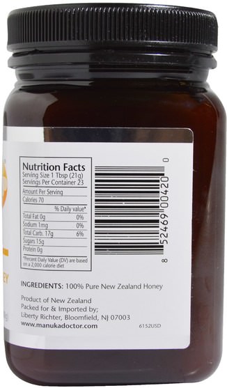 食物，蜂蜜，麥盧卡蜂蜜 - Manuka Doctor, 15+ Bio Active Manuka Honey, 1.1 lb (500 g)