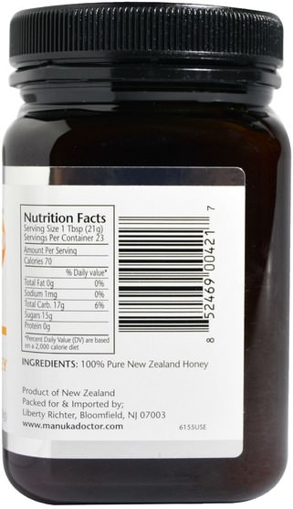 食物，蜂蜜，麥盧卡蜂蜜 - Manuka Doctor, 20+ Bio Active Manuka Honey, 1.1 lb (500 g)