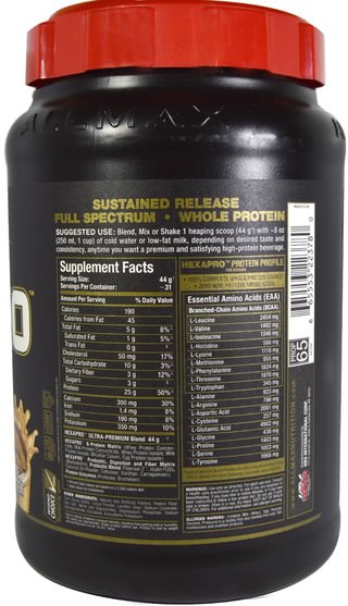 食物，酮友好 - ALLMAX Nutrition, Hexapro, Ultra-Premium Protein + MCT & Coconut Oil, Chocolate Peanut Butter, 3 lbs (1.36 kg)