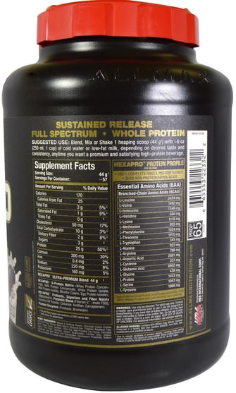 食物，酮友好 - ALLMAX Nutrition, Hexapro, Ultra-Premium Protein + MCT & Coconut Oil, Cookies & Cream, 5.5 lbs (2.5 kg)
