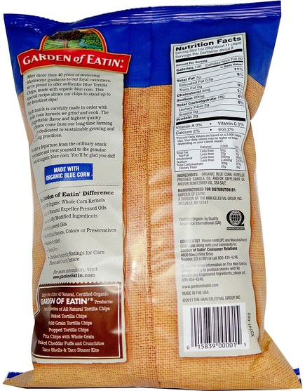 食物，零食，薯條 - Garden of Eatin, Corn Tortilla Chips, Blue Chips, 8.1 oz (229 g)