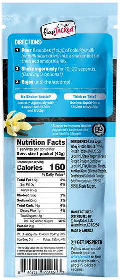 食物，零食，蛋白質 - FlapJacked, Protein Smoothie With Greek Yogurt, Vanilla Bean, 12 Packets, 1.5 oz (42 g) Each