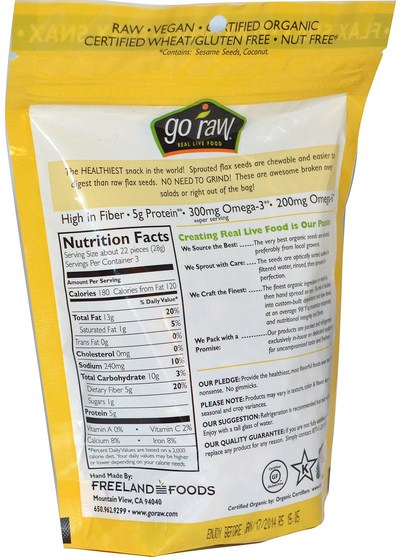食品，小吃，零食混合物，補品，亞麻籽 - Go Raw, Organic Sunflower Flax Snax, 3 oz (85 g)