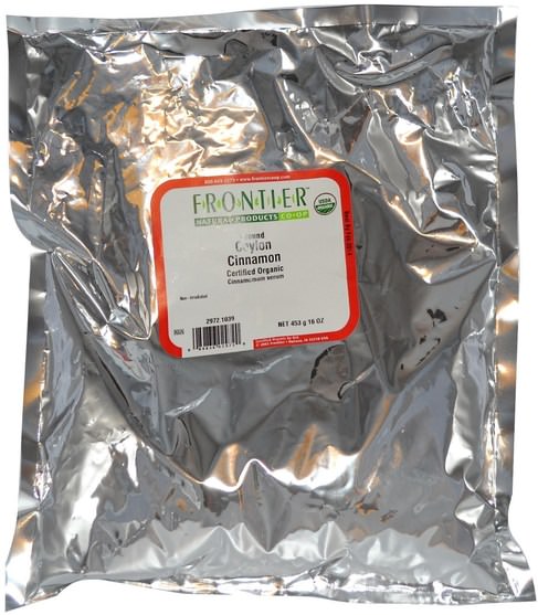 食品，香料和調料，肉桂香料 - Frontier Natural Products, Organic Ground Ceylon Cinnamon, 16 oz (453 g)