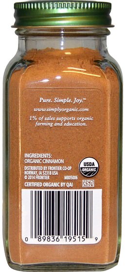 食品，香料和調料，肉桂香料 - Simply Organic Organic Ceylon Cinnamon, 2.08 oz (59 g)