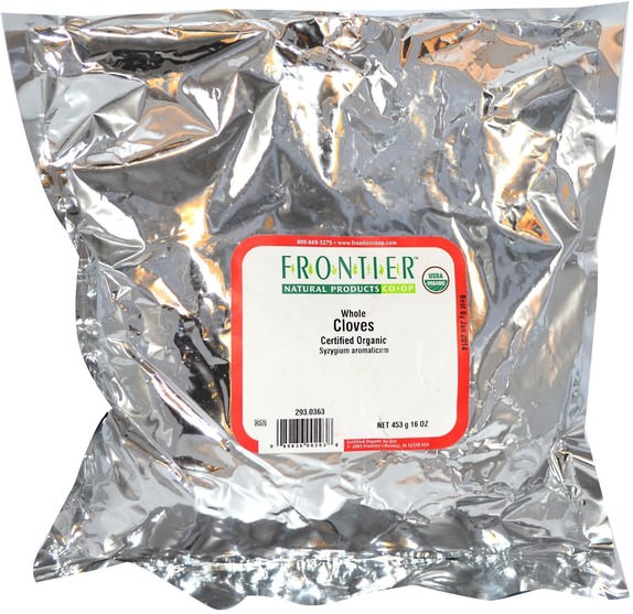 食物，香料和調味料，丁香香料 - Frontier Natural Products, Organic Whole Cloves, 16 oz (453 g)