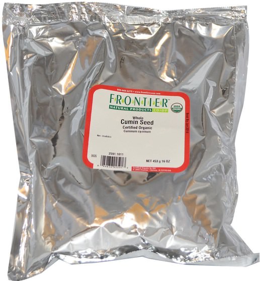 食品，香料和調料，小茴香，堅果種子穀物 - Frontier Natural Products, Organic Whole Cumin Seed, 16 oz (453 g)