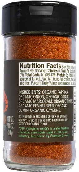 食物，香料和調味料 - Frontier Natural Products, Organic Cajun Seasoning, Louisiana Flavor, 2.08 oz (59 g)