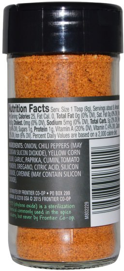 食物，香料和調味料 - Frontier Natural Products, Taco Seasoning, 2.33 oz (66 g)