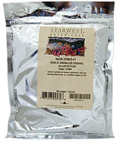 食品，香料和調料，大蒜香料，補品，抗生素，大蒜 - Starwest Botanicals, Organic Garlic Granules, 1 lb (453.6 g)