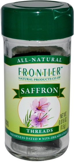 食品，香料和調料，藏紅花香料 - Frontier Natural Products, Saffron, Threads, 0.018 oz (0.5 g)