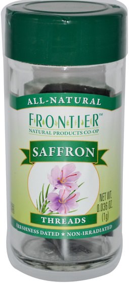 食品，香料和調料，藏紅花香料 - Frontier Natural Products, Saffron, Threads, 0.036 oz (1 g)