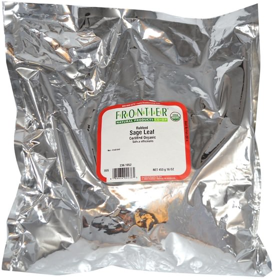 食品，香料和調料，鼠尾草香料，草藥，鼠尾草葉茶 - Frontier Natural Products, Organic Rubbed Sage Leaf, 16 oz (453 g)