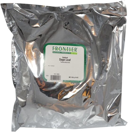 食品，香料和調料，鼠尾草香料，草藥，鼠尾草葉茶 - Frontier Natural Products, Rubbed Sage Leaf, 16 oz (453 g)